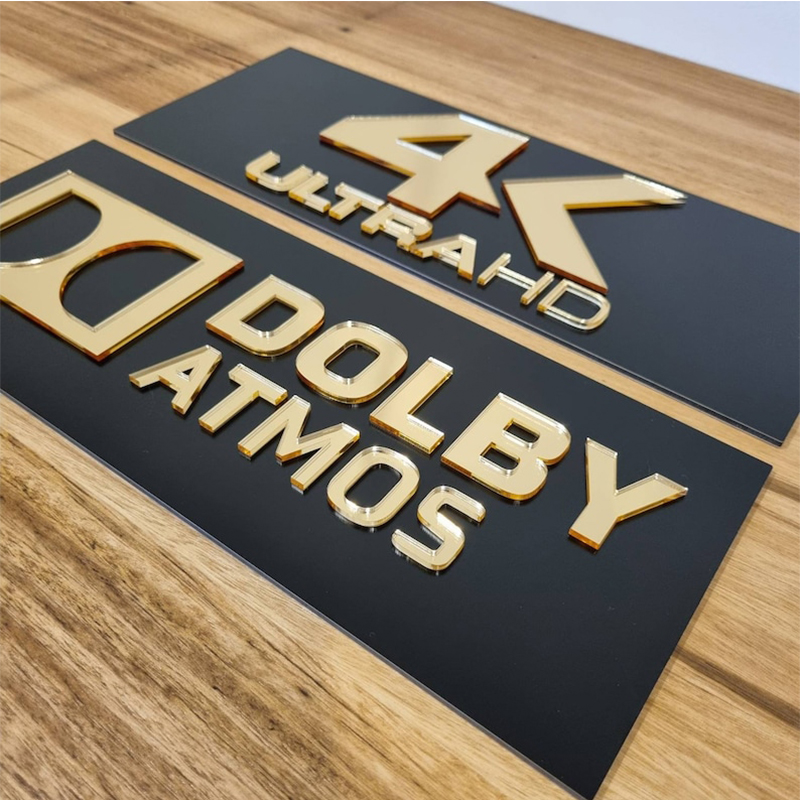 Home Cinema Dts X - 3D Золотая Зеркальная Табличка для Домашнего