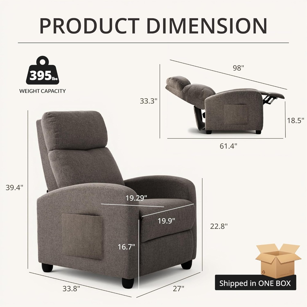 Home Cinema Furniture - Современное кресло-реклайнер с ручным механизмом откидывания,